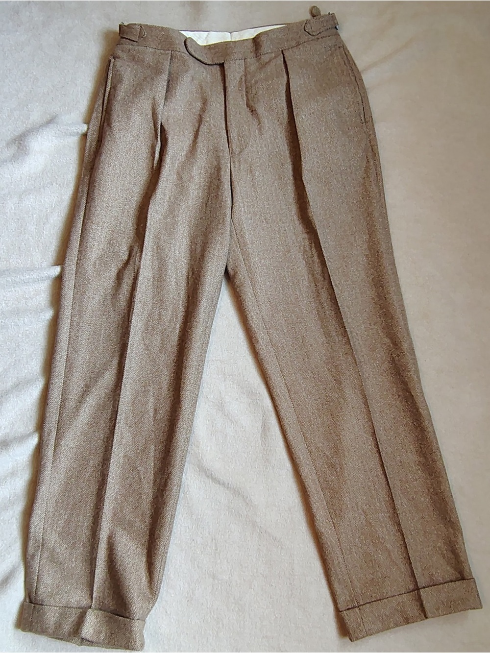 Vtg Polo Ralph Lauren Wool Trouser Pants Men 34/30 Pleated Tweed Cuff Fit 32x29